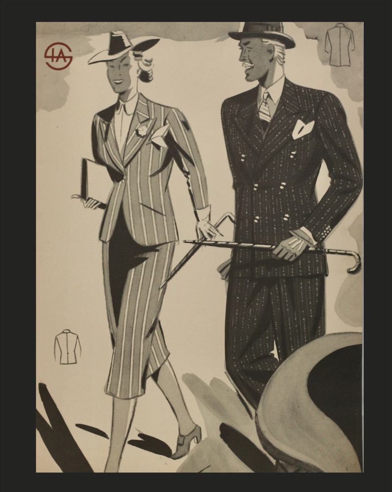 Poster moda vintage b/n raffigurante una donna e un uomo in eleganti abiti  – Maibuttare