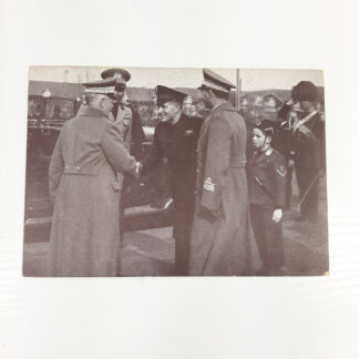 Foto Cartolina aereonautica visita del Re e Impertore  alle officine Caproni - Taliedo Milano anno 1940, 6 aprile